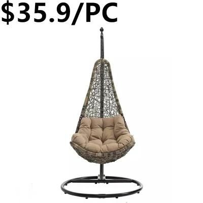 High Stool Modern Leisure Wicker Rattan Metal Garden Swing Chair