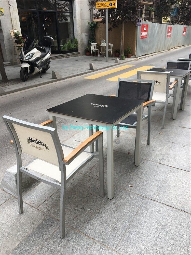 Outdoor Furniture Aluminum Frame Plastic Rattan Stackable Dining Chair for Cafe Use