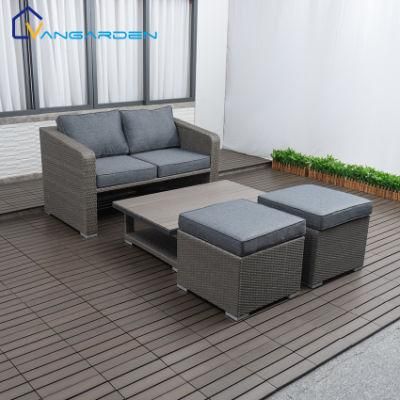 4PCS Garden Sofa Set Rattan Outdoor Furniture with Adjustable Table