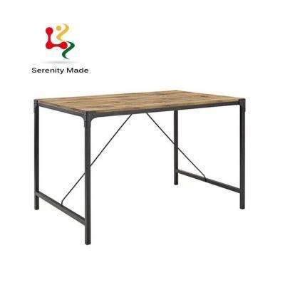 Aluminum Frame Teak Wood Top Rectangle Patio Table for Outdoor Use