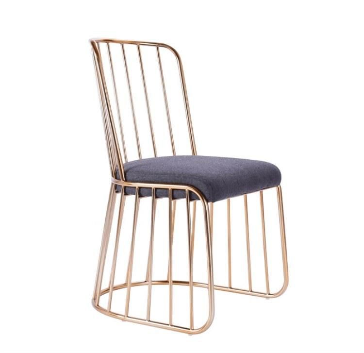 Luxury Beauty Salon Metal Rose Gold Wire Chair Durable Wrought Iron Garden Event Wedding Dining Chair