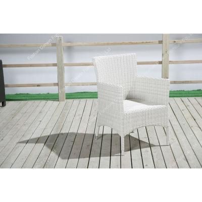 White Wicker Restaurant Outdoor PE Rattan Garden Dining Chair with Cushion