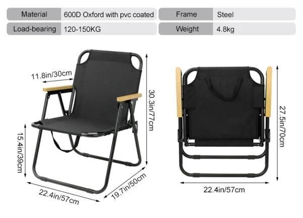 Lightweight Beach Wood Armrest Camping Folding Portbale Make up Chair