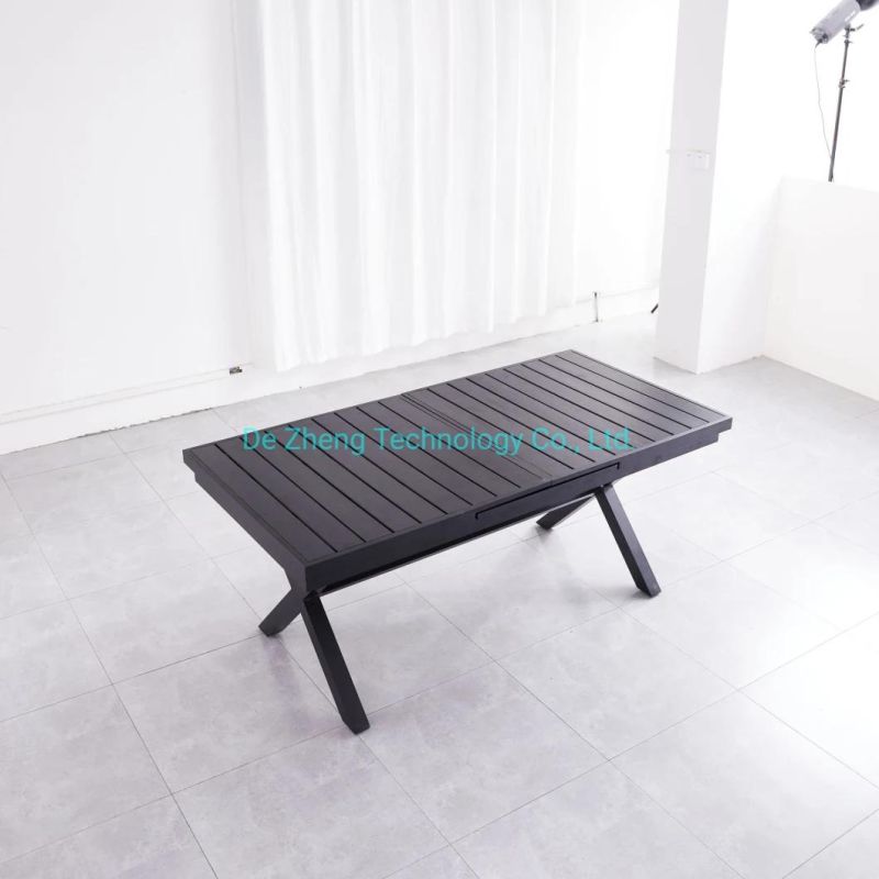 Affordable Outdoor Restaurant Furniture Extendable Table Plastic Wood Dining Table Set