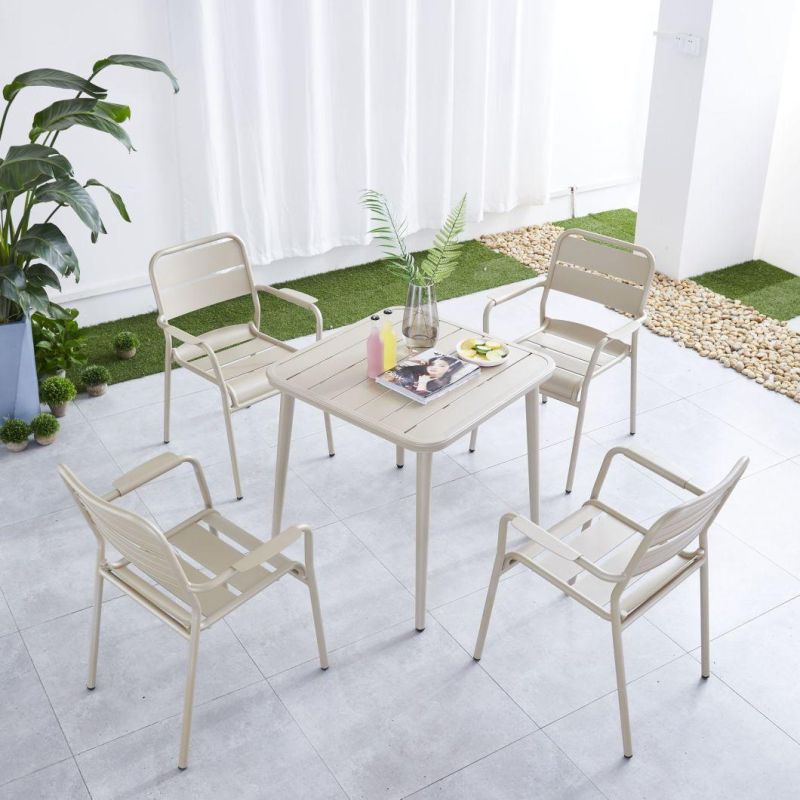 Leisure Outdoor Waterproof Aluminum Wedding Chair PE Rattan Garden Furniture Hotel Dining Chair Set