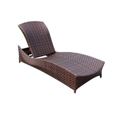 Fish Bone Weaving Outdoor Beach Rattan Sun Lounger