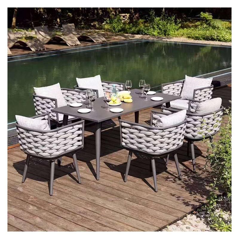 Stackable Garden Furniture Rattan Wicker Rope Outdoor Dining Chairs