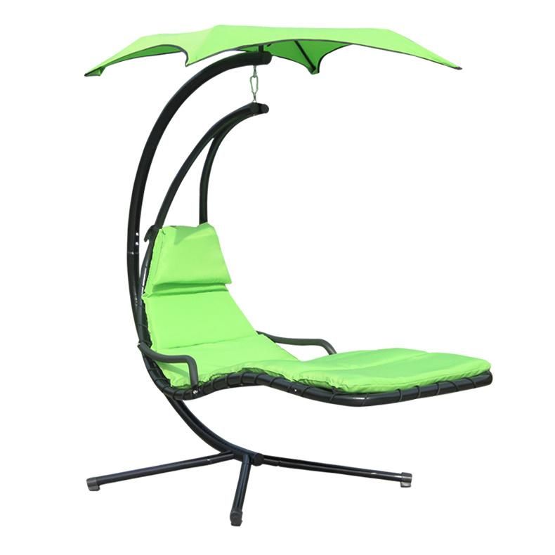 Outdoor Hanging Chaise Lounger with Removable Canopy and Cushion