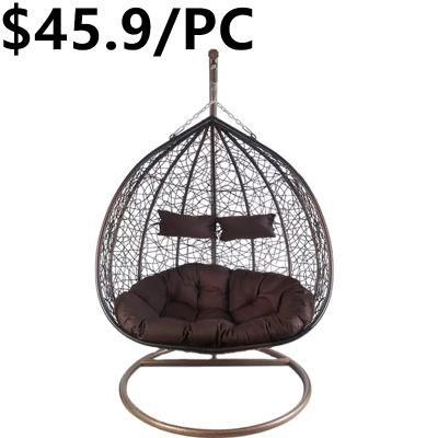 Double Rattan Egg Patio Home Furniture Outdoor Indoor Swing Chair for Bedroom