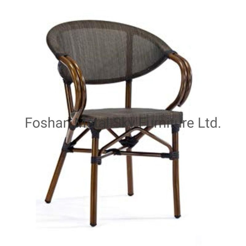 Outdoor Aluminum Wooden Garden Hotel Patio Rope Teslin Rattan Chair