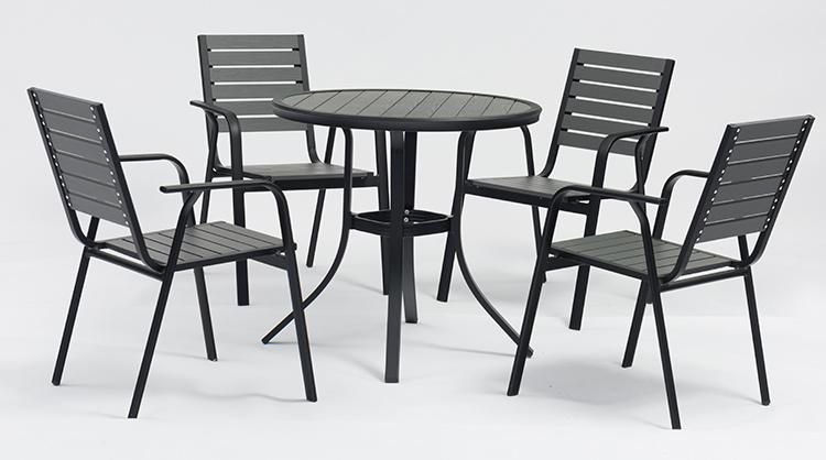 5 PCS Black Outdoor Bistro Set Garden Furniture Patio