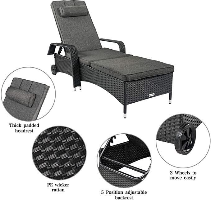 Commercial Use Hotel Swimming Pool Side Sunbed Outdoor Waterproof Lounge for Massage