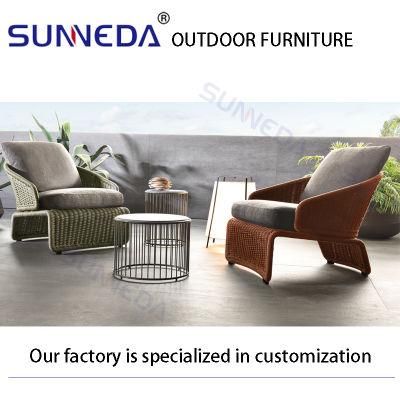 Optional Color Choice Rattan PE Braided Round Wicker Recliner Sofa