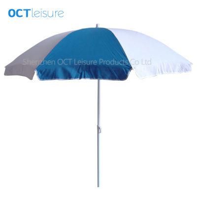 Classic Beach Umbrella with Cotton Cover in Royal Blue/White (OCT-BUC12)