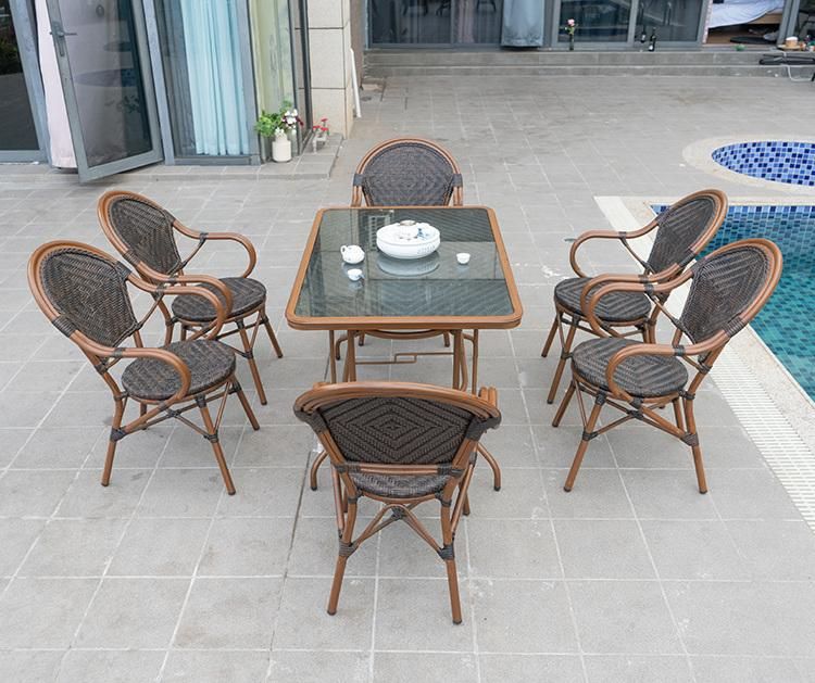 6 Seater Patio Wicker Table and Peacock Chair Outdoor Furniture