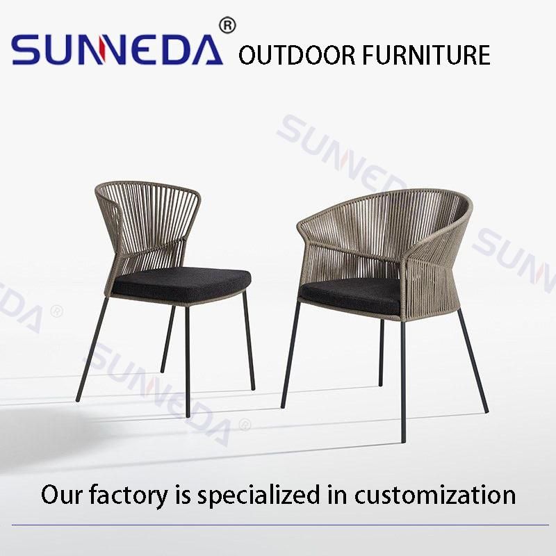 Outdoor Courtyard Woven Belt Minimalism Dining Garden Leisure Chair Furniture