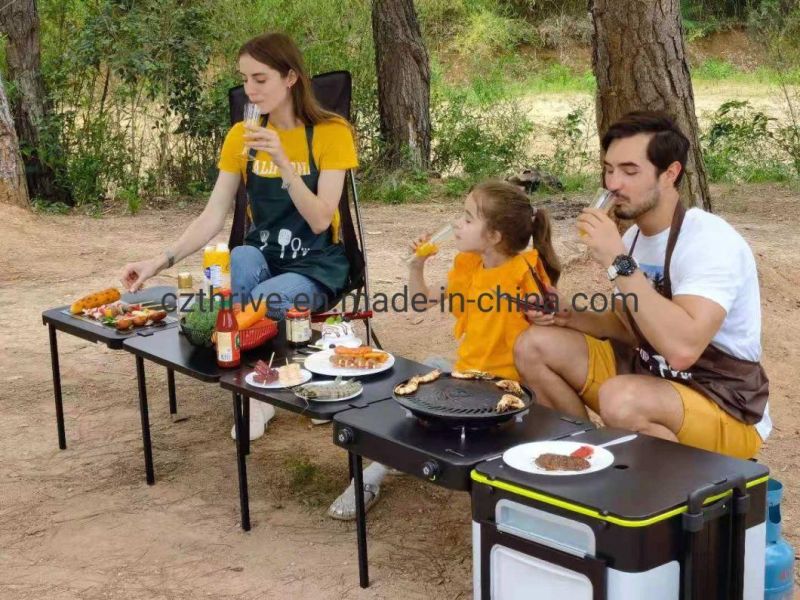 Outdoor Multi-Functional Camping Portable BBQ Grill Folding Dining Table