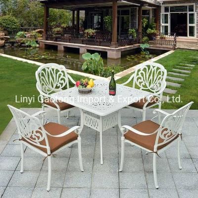 Dining Set Outdoor Garden Coffee Shop Furniture Luxury Cast Aluminum Table and Chairs