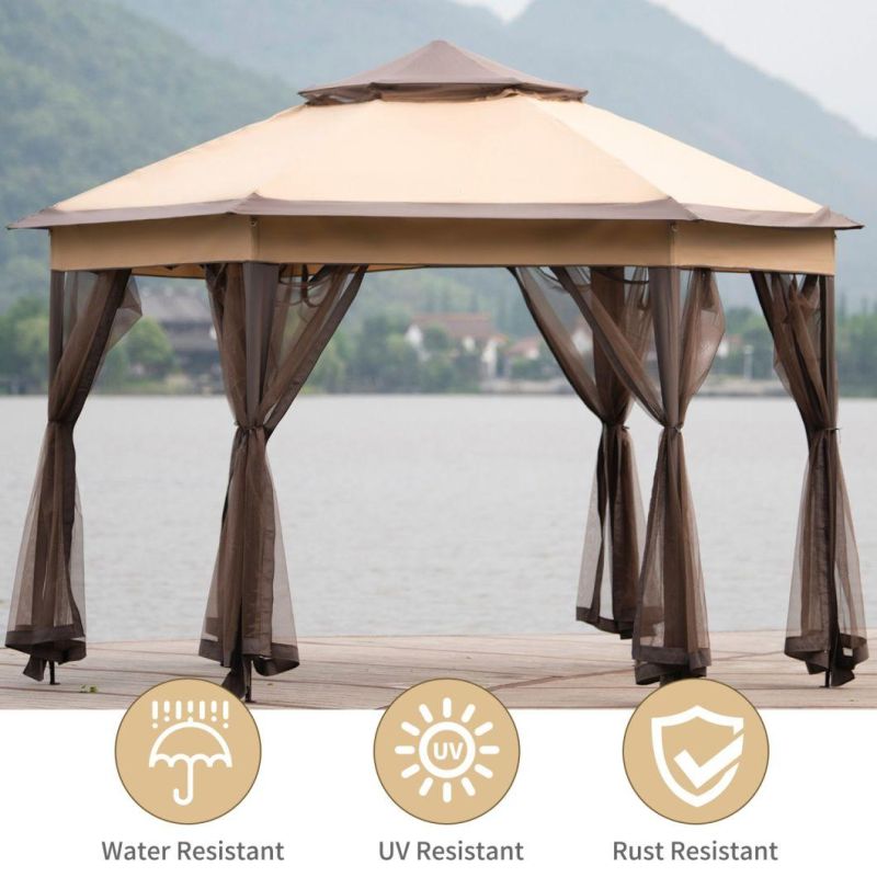 Iron Hexagon Outdoor Tent Patio Gazebo for Party Wedding