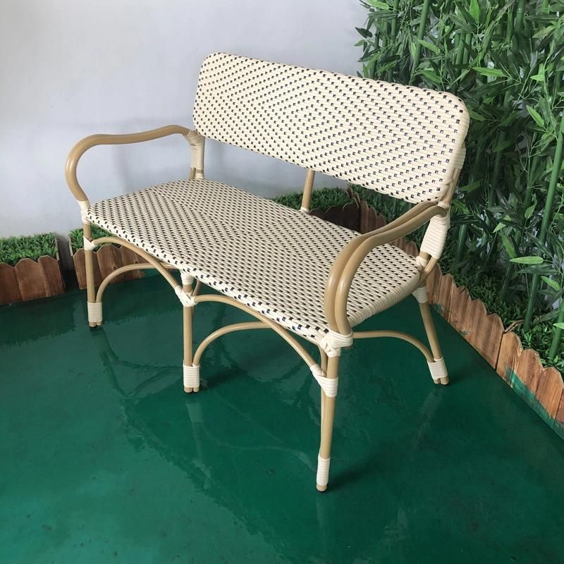 Factory Wholesale New Design Metal Rattan Double Chair Outdoor Garden Patio Furniture