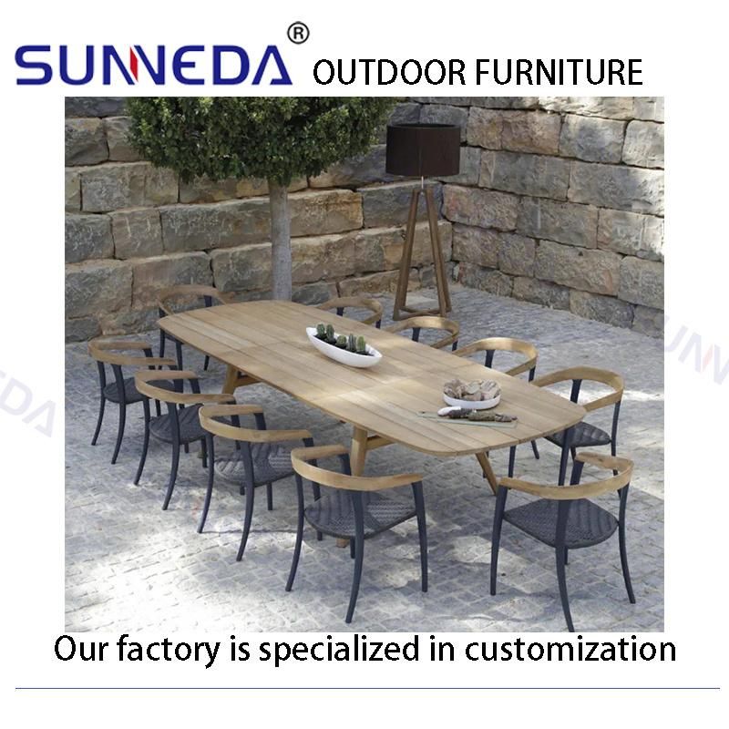 Patio Table Set with Durable Rectangular Solid Wood