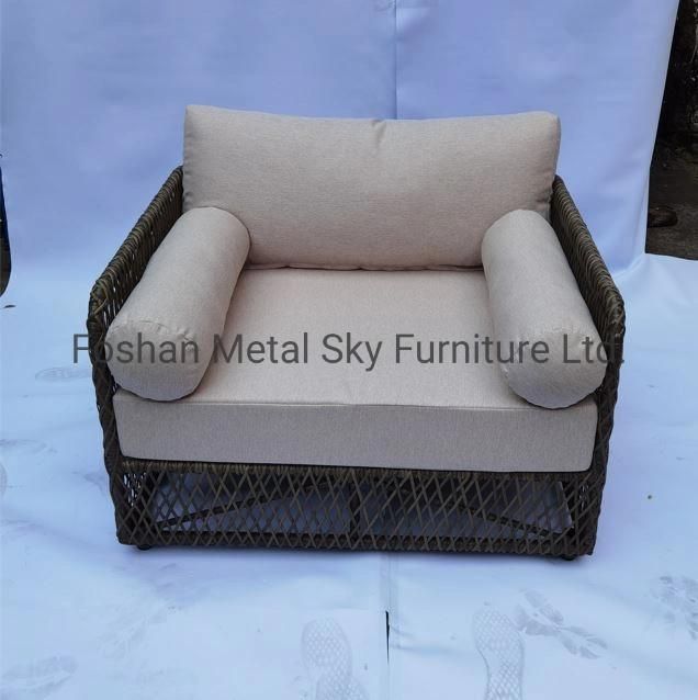 Outdoor Hotel Restaurant Patio Garden Aluminum Rope Wicker Rattan Sofa