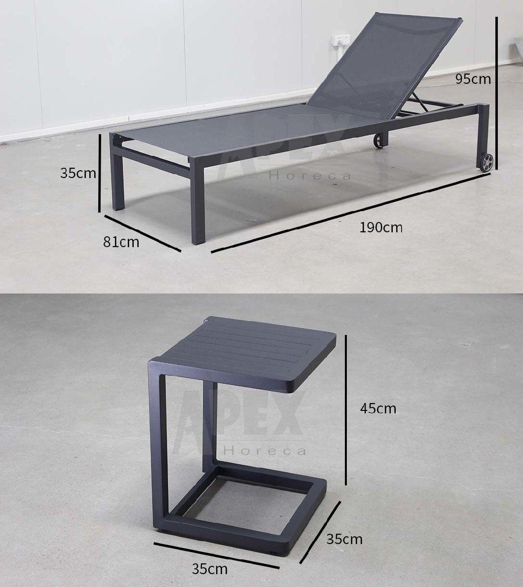 Modern Home Furniture Outdoor Sun Lounger Aluminum Tube Swimming Pool Beach Reclining Daybed