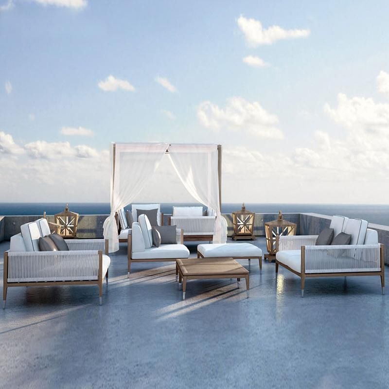 Teak Outdoor Sofa Garden Rattan Furniture Table and Chair