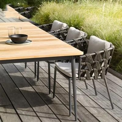 Garden Wicker Outdoor Dining Sets Rectangular Rattan Tables and Chairs Furniture with Cushions
