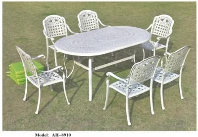 Outdoor Patio Garden Cast Furniture Sets, Bistro Dining Table and Chair Sets in White Color