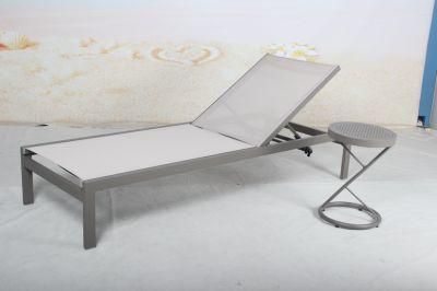 Stackable Aluminium Outdoor Chaise Lounger Chair and Side Table with High Loading Quantitie