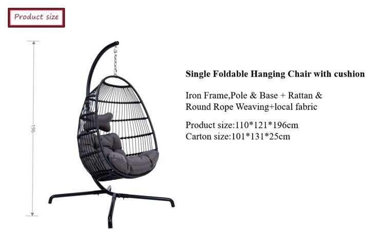 ODM 150kg Customized OEM Foshan Hanging with Stand Garden Outdoor Egg Shape Chair China Manufacturer