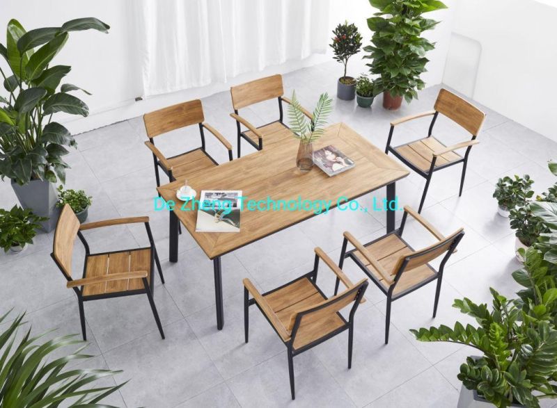 Outdoor Aluminum Patio Plastic Wood Outdoor Table Set Picnic Garden Furniture