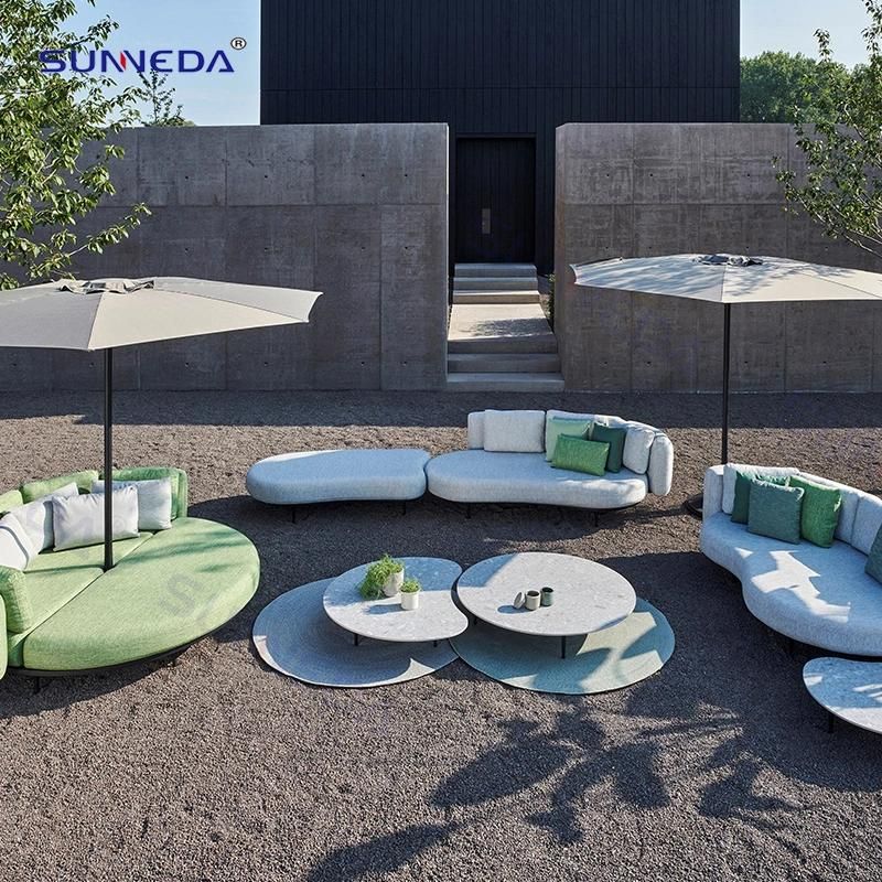 Villa Outdoor Curve Sofa Set with Sunshade Leisure and Luxury