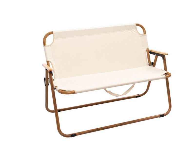 Willestoutdoor Aluminium Alloy Wood Grain Double Folding Chair Outdoor Portable Folding Chair Leisure Camping Picnic Double Beach Chair