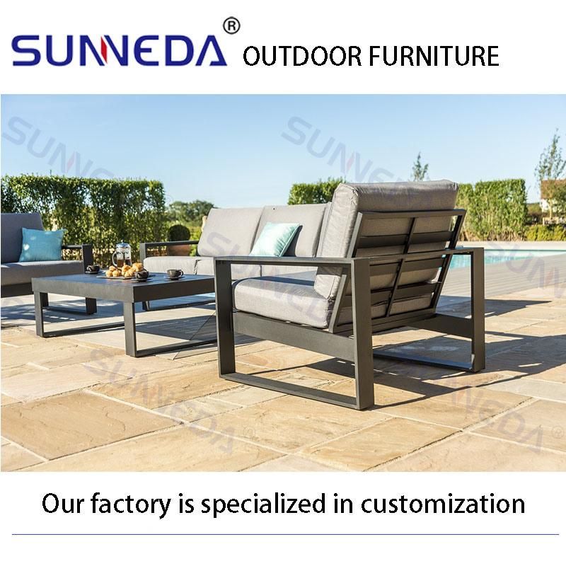 Metal Frame Outdoor Sofa Set Garden Sofa with Coffee Table