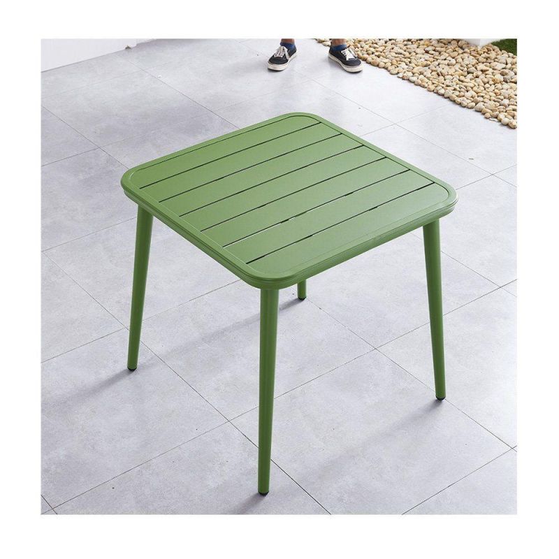 Wholesale 75X75X73mm Modern Dining Room Sets Green Metal Square Coffee Table