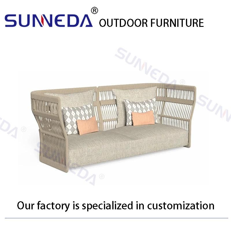 Aluminium Frame with Rope Cover Soft Cushion Garden Beach Patio Outdoor Sofa Set