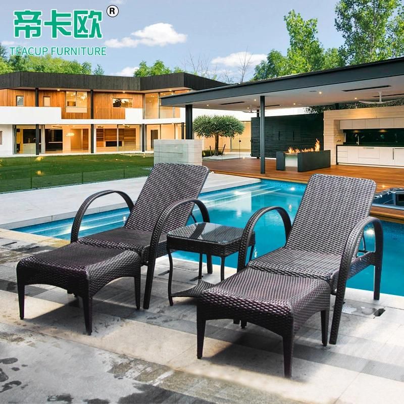 Hot Sale Swimming Pool Beach Chair Plastic Sun Lounger with Handrail