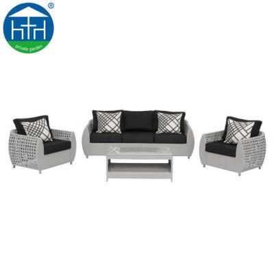 PE Rattan Weaving Patio Art Furniture Outdoor Sofa Set with Cushion Pillow