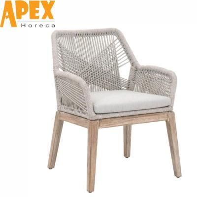 Indoor Outdoor Garden Dining Room Furniture Aluminum Olive Rope Chair