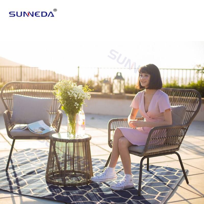 Outdoor Balcony Nordic Style PE Cane Chair Three Sets