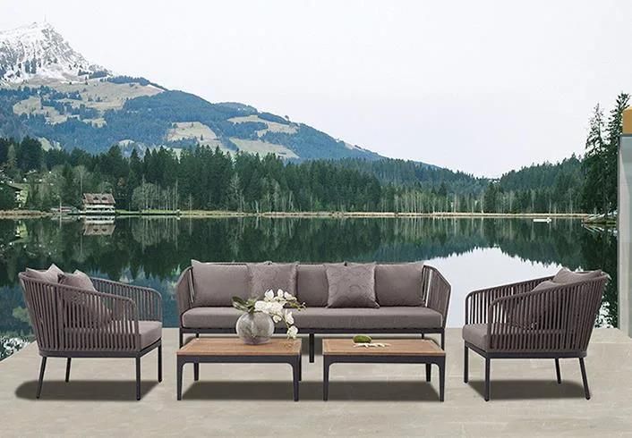 Nordic Outdoor Fiber Braided Rope Modern Simple Sofa and Table Furniture