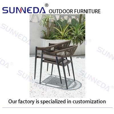 Outdoor Furniture Home Garden Sets Rattan Aluminum Rope Chair with Table