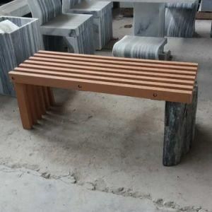 Garden Decor Outdoor PVC Wood Top Stone Leg Bench