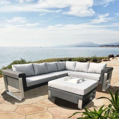 China Modern Designs Comfortable Patio Garden Aluminium Contemporary Sofa Set Fabric Outdoor Sectional Sofas