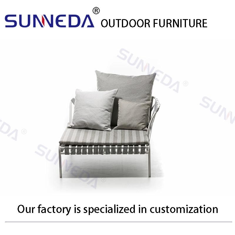 Aluminum Alloy Frame Durable Waterproof Outdoor Beach Lounger Furniture with Soft Cushion