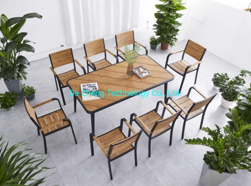 Wholesale Metal Leisure Solid Plastic Wood Picnic Bench Wooden Table Modern Outdoor Garden Furniture