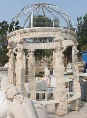 Yellow Marble Stone Gazebo Wedding Pavilion Garden Ornament