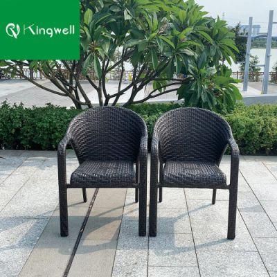 Outdoor Stackable Black Plastic Rattan Aluminum Dining Chair for Sale